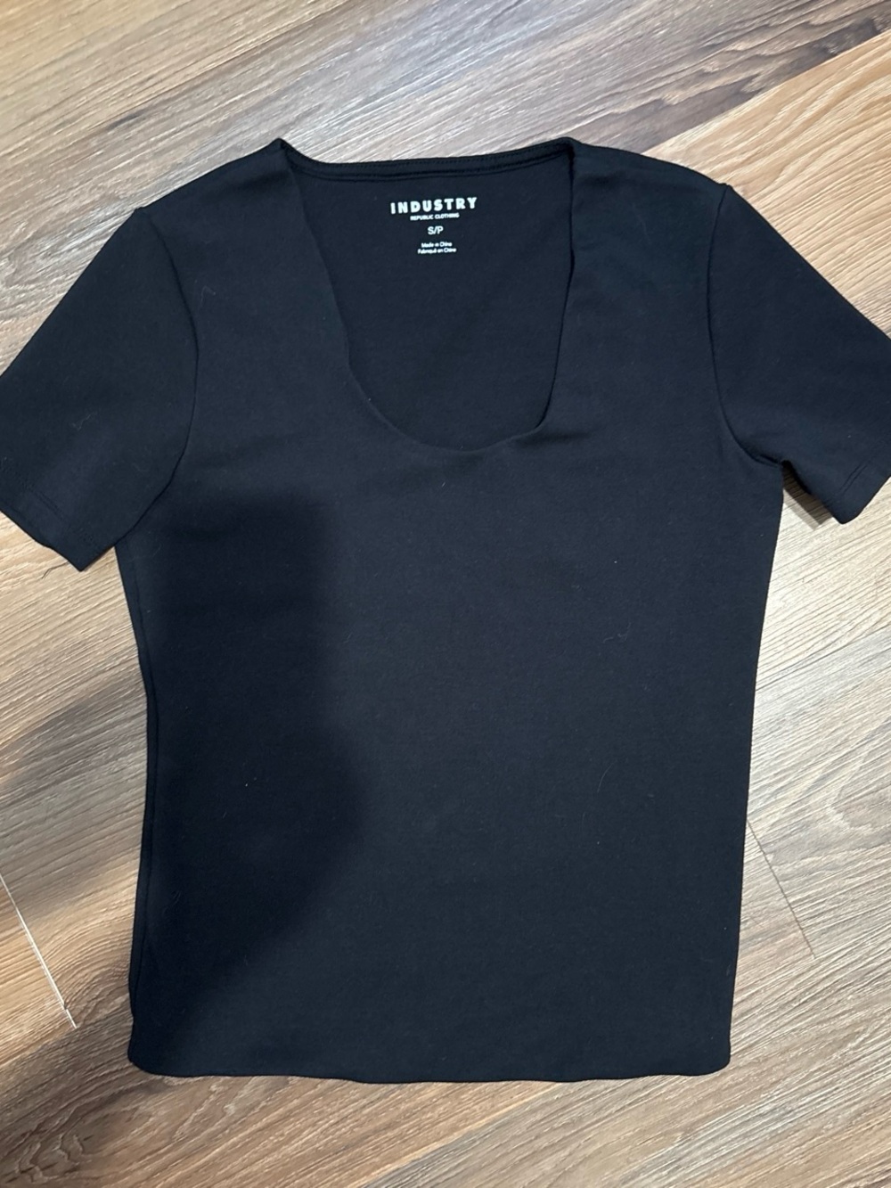Industry Scoop Neck Short Sleeve Tee in Black
